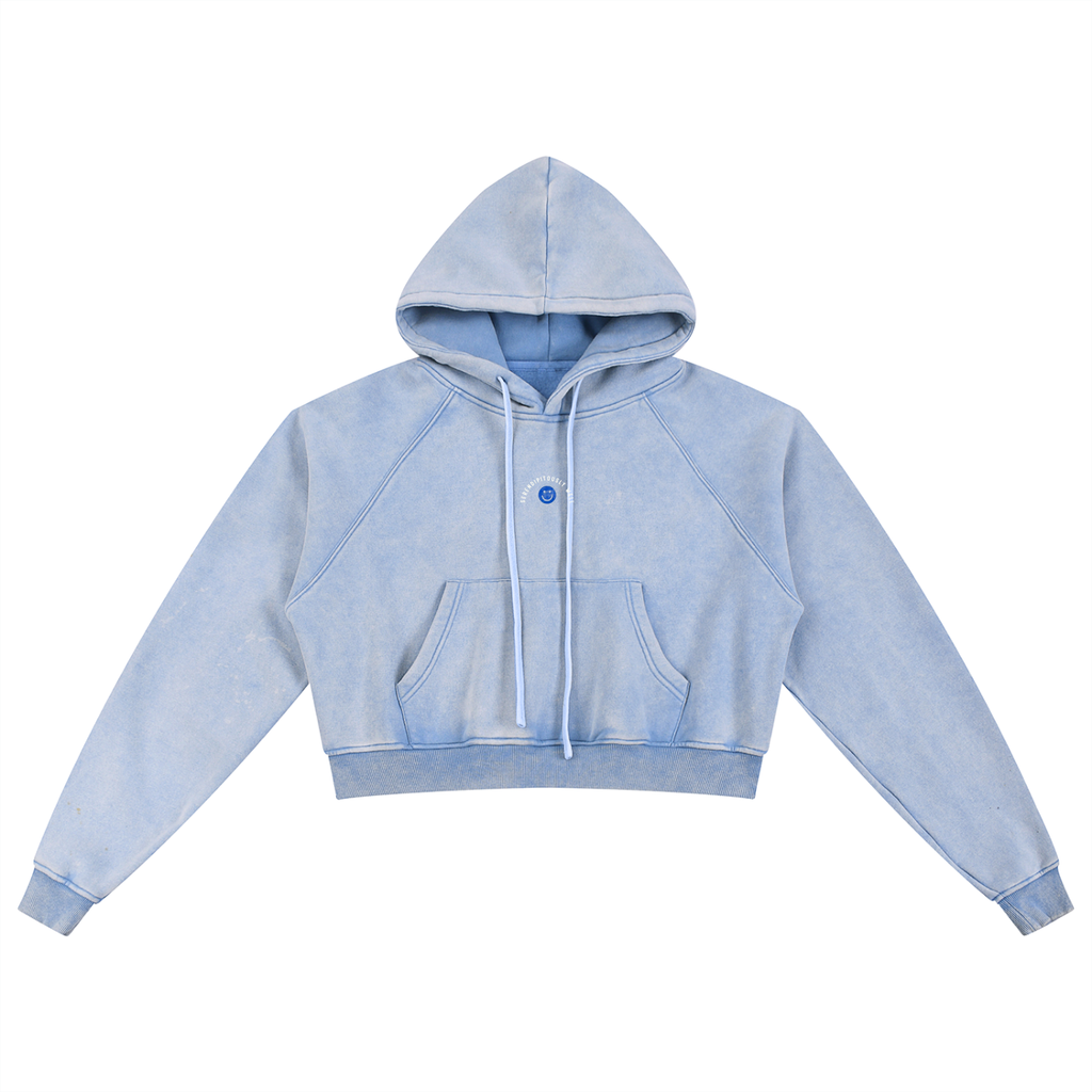 LESS HUSTLE / MORE HEART | vintage wash cropped hoodie