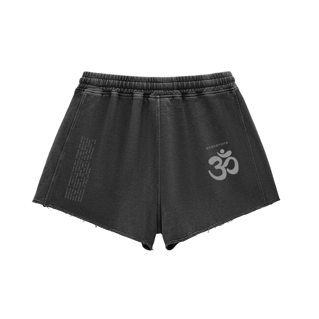 CORPSE | snow washed raw edge drawstring shorts