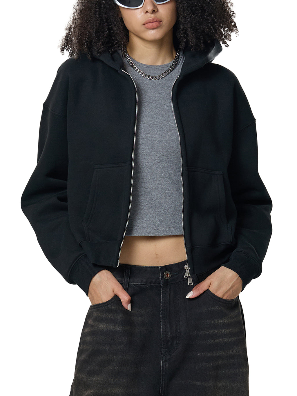 CORPSE | fleeced zip crop hoodie