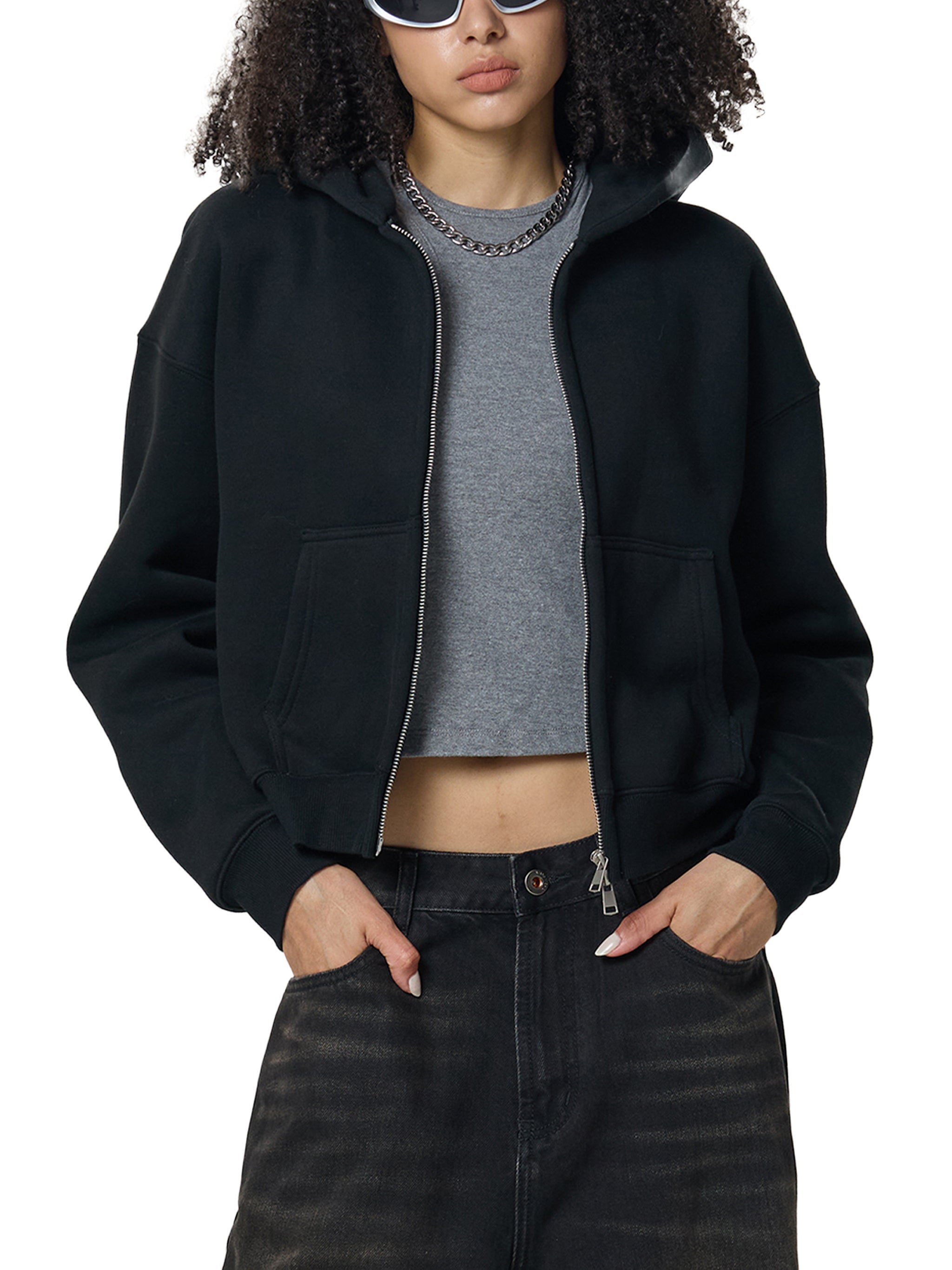 CORPSE | fleeced zip crop hoodie
